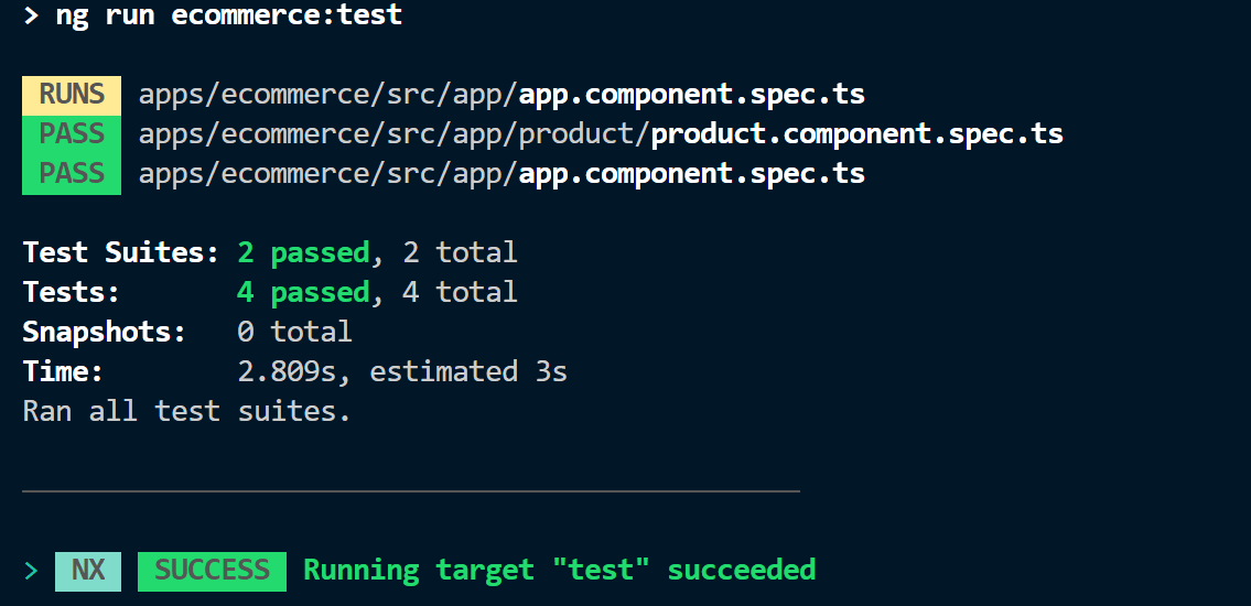 output of ecommerce test