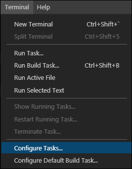 Go to Terminal and select Configure Tasks