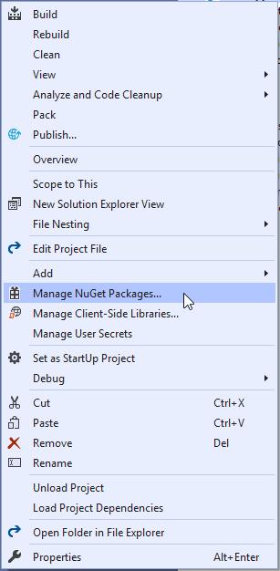 Open NuGet Package Manager