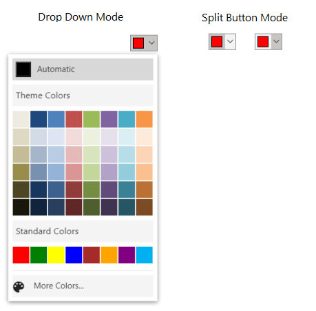Split Button and Drop Down Mode in Color Picker