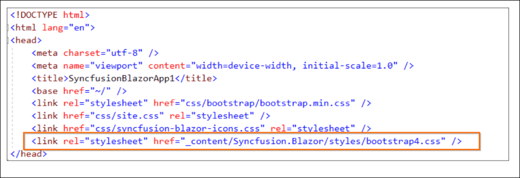 Syncfusion Styles Added in Blazor Project