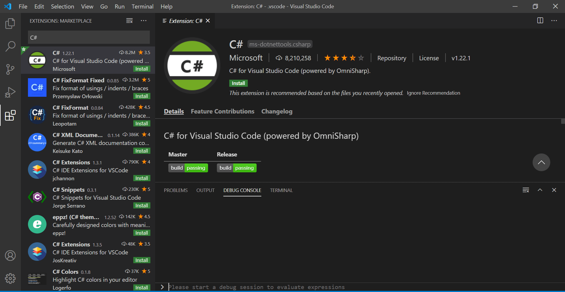 Install C# Extension