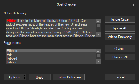 Office2016Black - WinForms Spell Checker