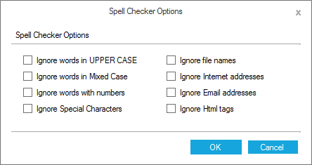 Spell Checker Options dialog box