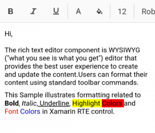 Toolbar placed at top in Rich Text Editor