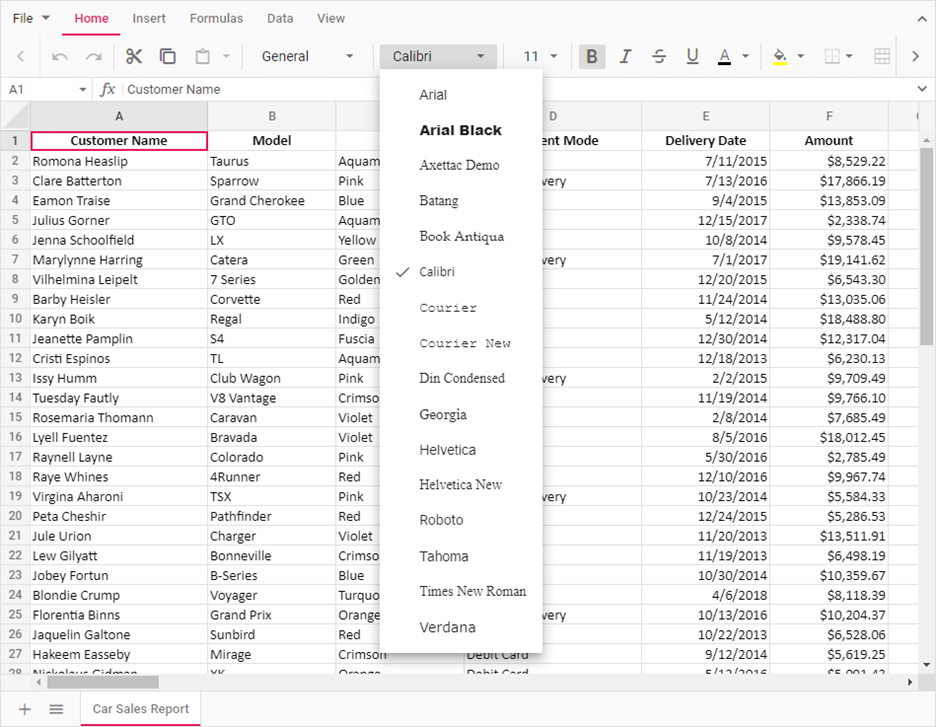 Cell Formatting Options in Home Tab