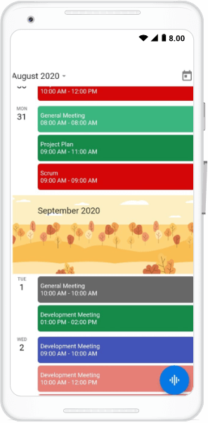 Schedule view month header builder