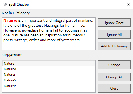 Spell Checking via Dialog Box