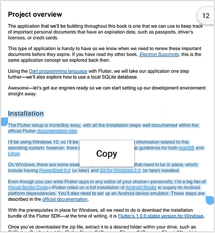 Text Selection in Flutter PDF Viewer