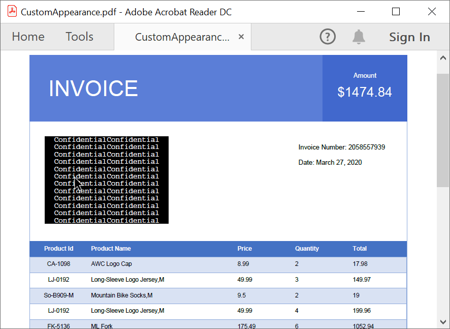 Customizing the redaction marks