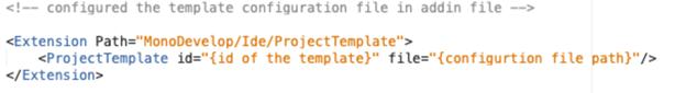 Configure the template configuration file in the Manifest.addin.xml file