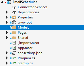 Create a new folder in the project root directory with the name Models