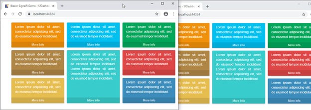 Dragging and dropping the dashboard panels between the browser window tabs