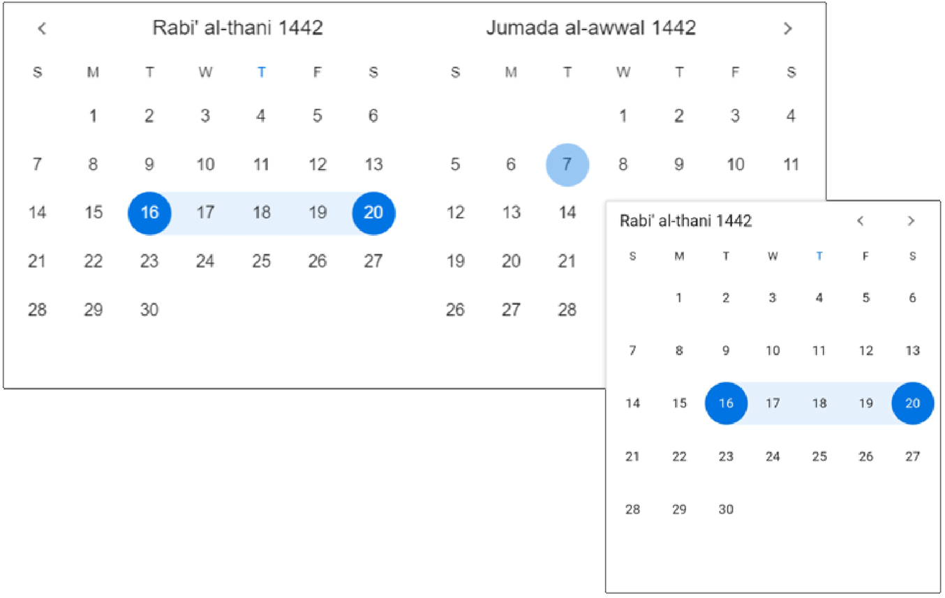 Hijiri calendar in Flutter Date Range Picker