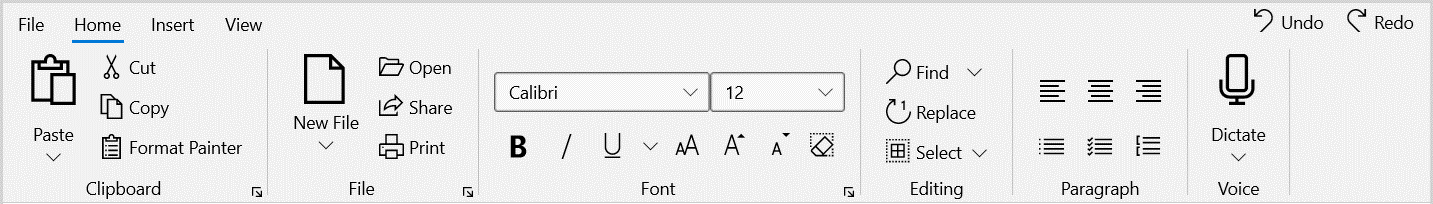 Tabs and groups feature in WinUI Ribbon