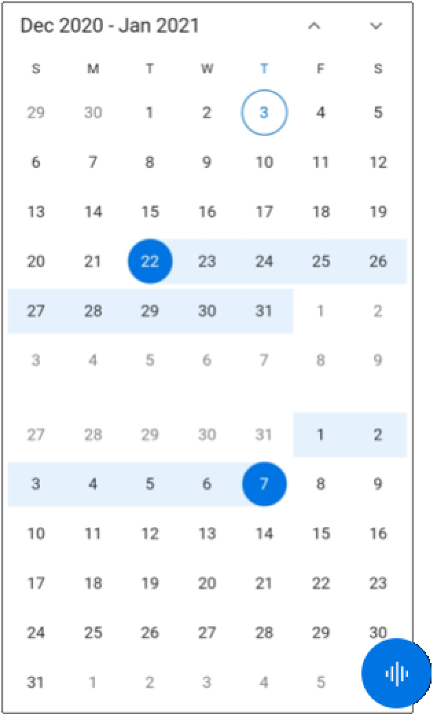 Vertically stacked Calendar views