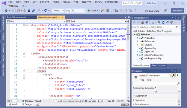 Visual Studio in Edit Mode