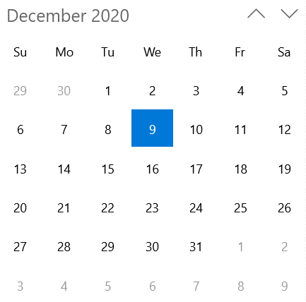WinUI Calendar Month View