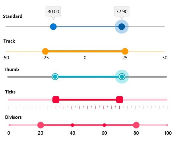 WinUI Range Slider with Tooltips