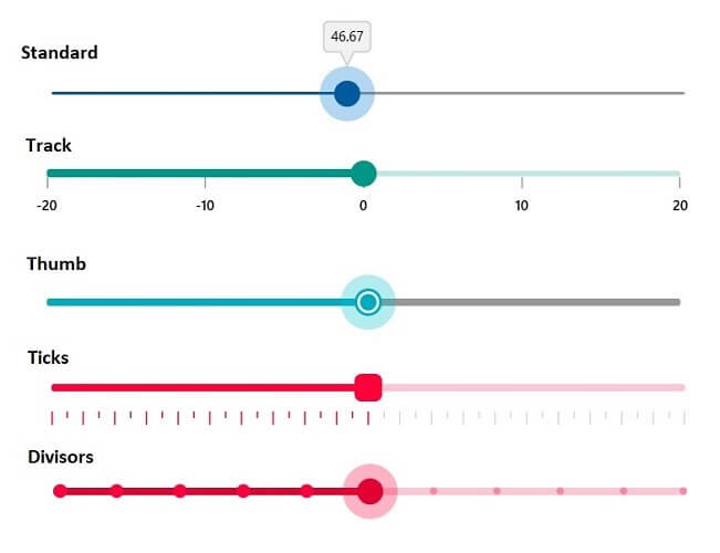WinUI Sliders