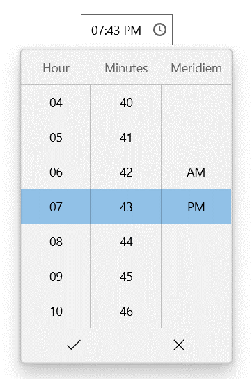 WinUI TimePicker