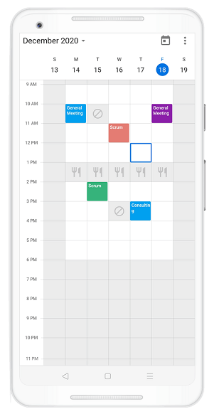 Custom Time Region View in Flutter Event Calendar