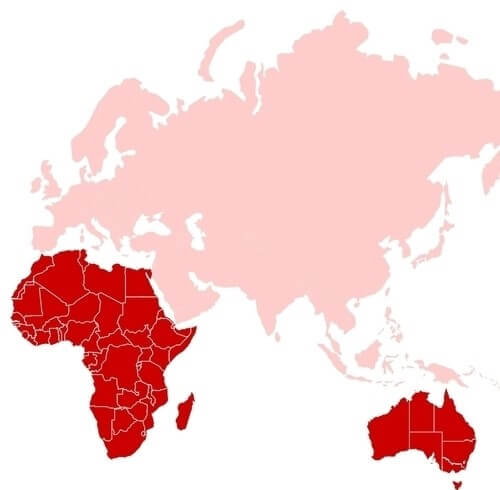 Map with Africa and Australia Added as a Sublayer