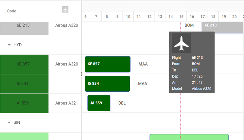 Detailed view of the flight tracker application