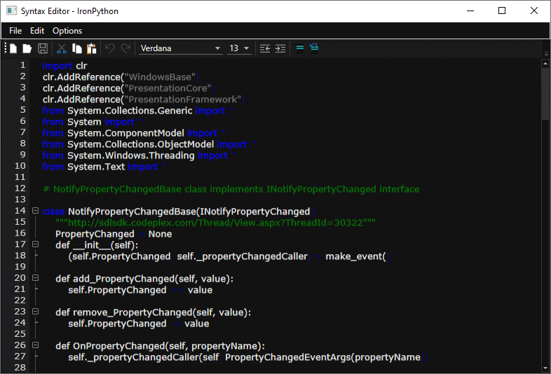 WPF Syntax Editor Customized to Support IronPyton