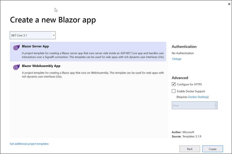 Select Blazor Server App