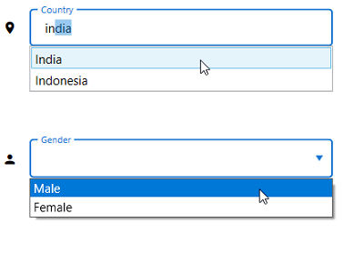 Combo Box Control Loaded in Text Input Layout