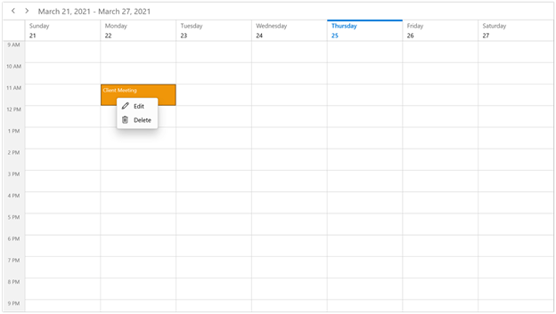 Context Menu in WinUI Scheduler