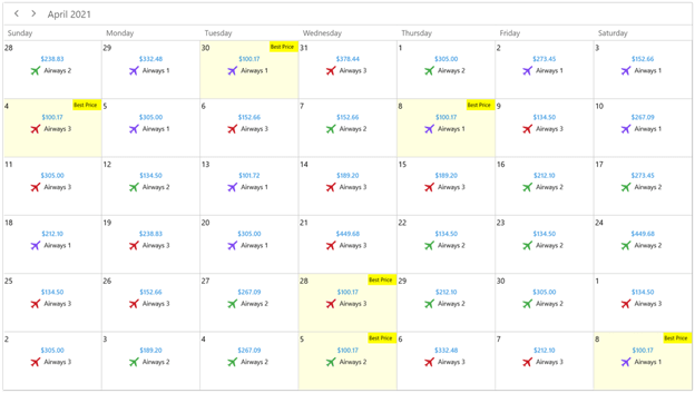 Designing an Airfare Calendar with WinUI Scheduler