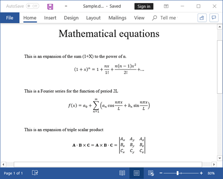 Including Mathematical Equations Using Java Word Library