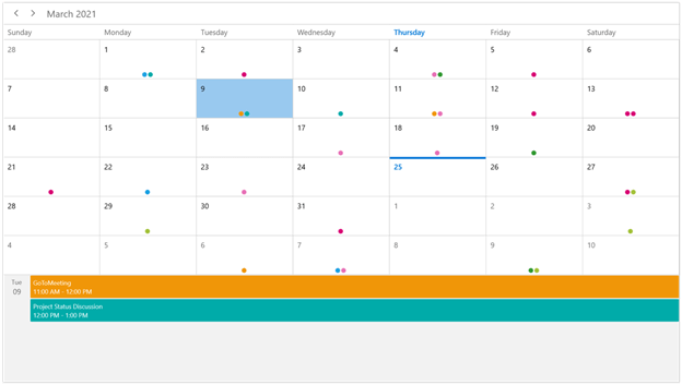 Month Agenda View in WinUI Scheduler