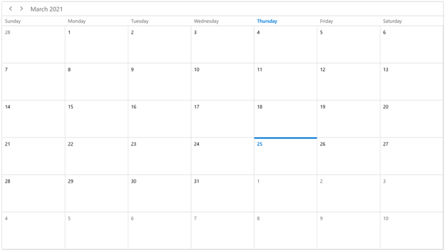 Month View Mode in WinUI Scheduler