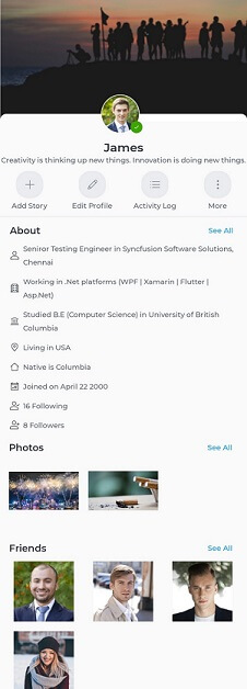 Profile page UI similar to Facebook in Xamarin.Forms