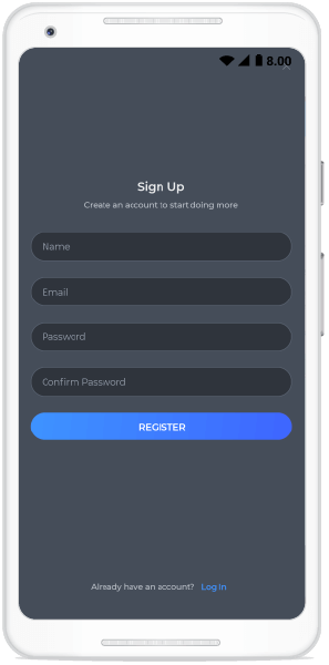 Sign Up page in dark theme