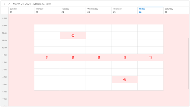 Special Time Region in WinUI Scheduler