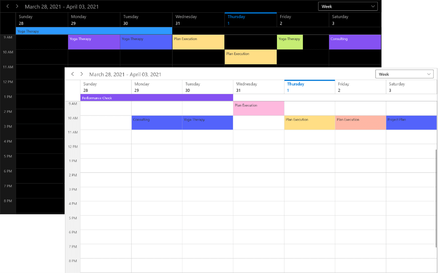 Themes in WinUI Scheduler