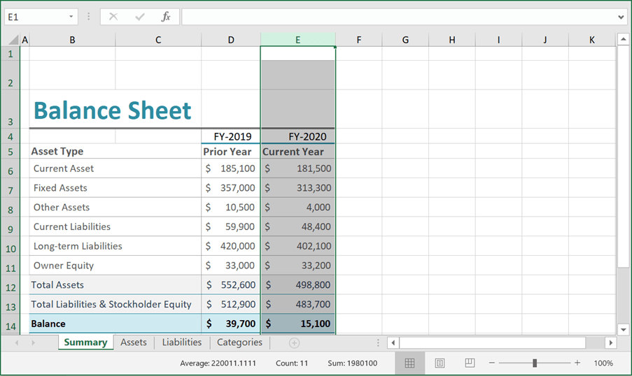 Autofitting the Column in Balance Sheet