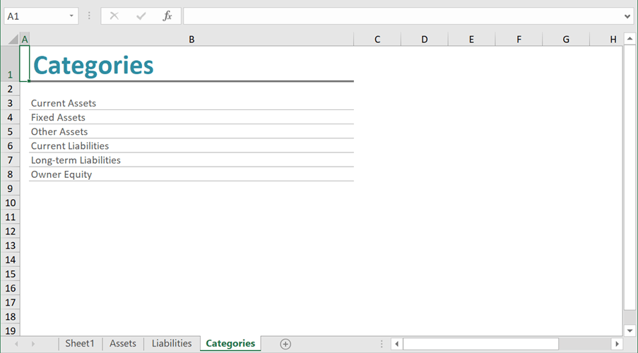 Creating Categories Worksheet Using Flutter Excel Library
