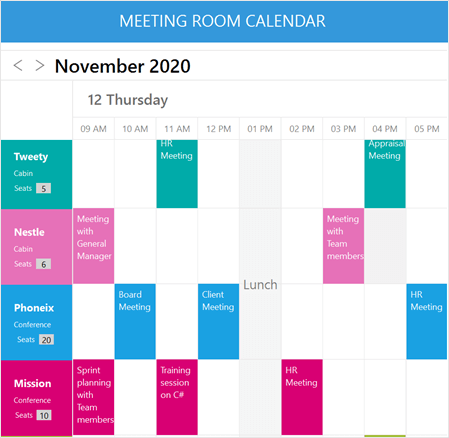 Designing a Meeting Room Calendar using Xamarin Scheduler