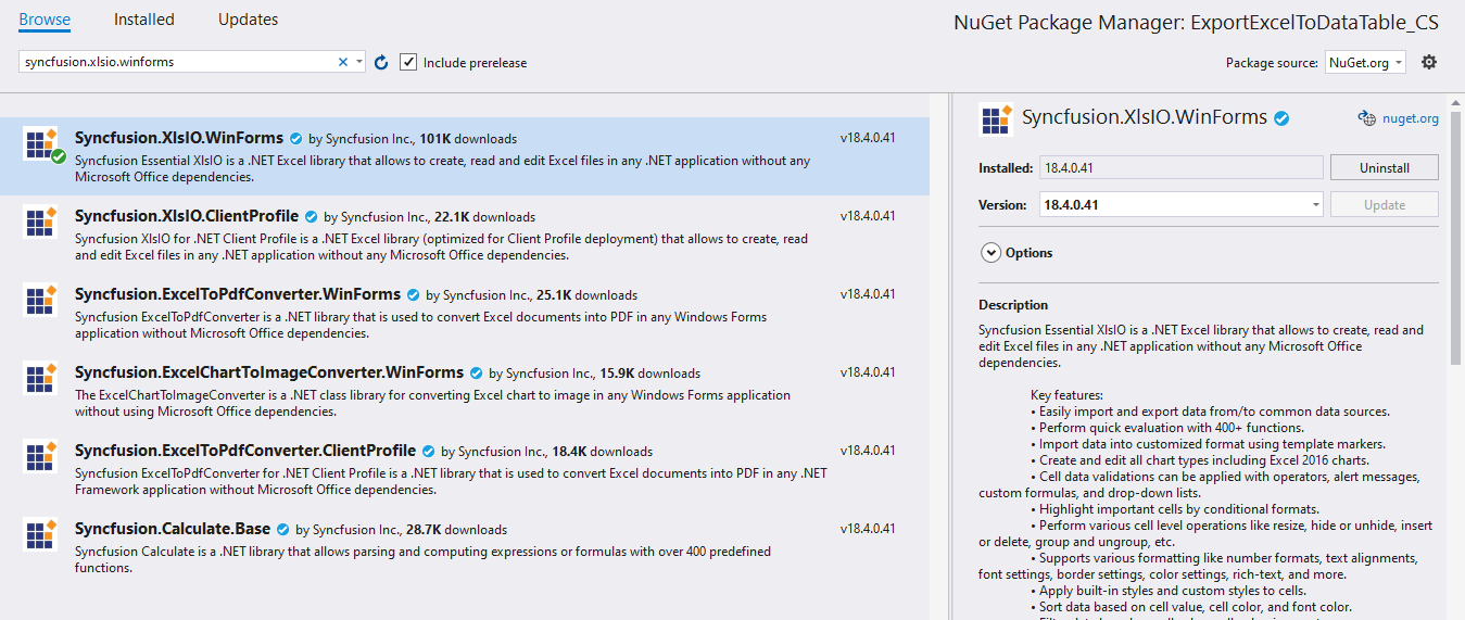 Install NuGet Package