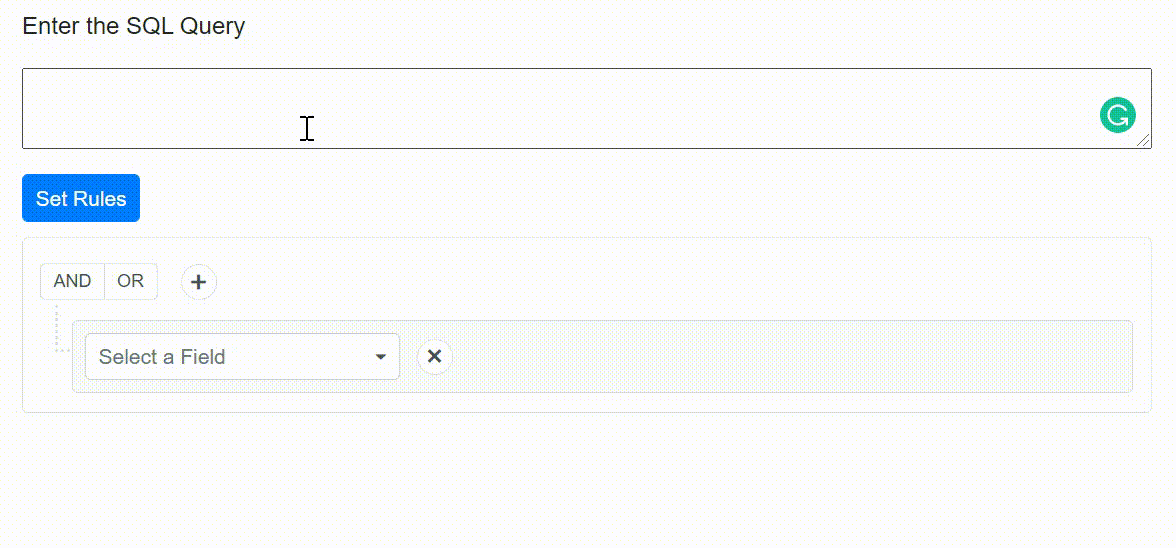 Setting Rules from SQL Query in the Blazor Query Builder