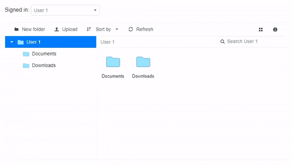 Blazor File Manager Displaying Files Based on the User Login