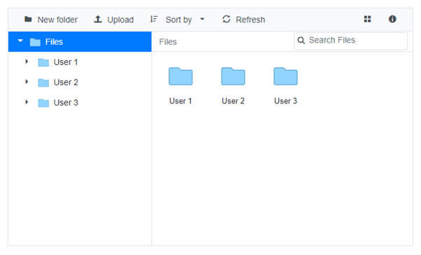 Blazor File Manager Displaying the User Details in the Files Folder