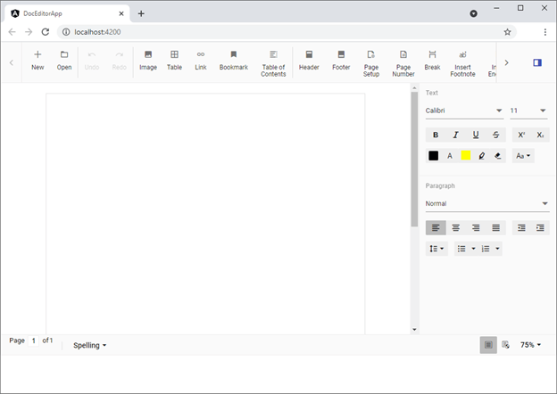 Document Editor with Toolbar and Properties Pane