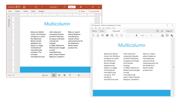 Preserving Multicolumn Content in PowerPoint to PDF Conversion