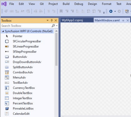 Syncfusion WPF UI controls in VS 2019 toolbox tab